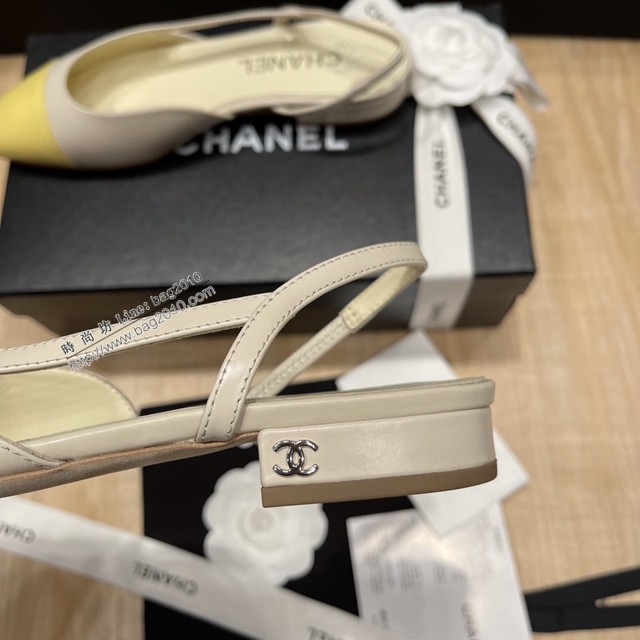 Chanel專櫃經典款女士涼鞋 香奈兒時尚sling back涼鞋平跟鞋6.5cm中跟鞋 dx2565